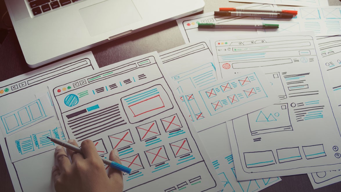Wireframe example showing a website layout sketch